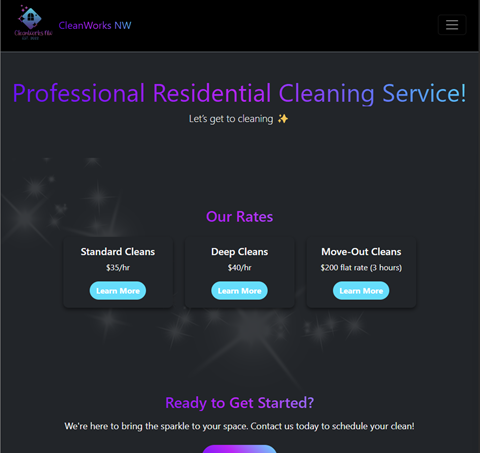 Screenshot of CleanWorksNW website